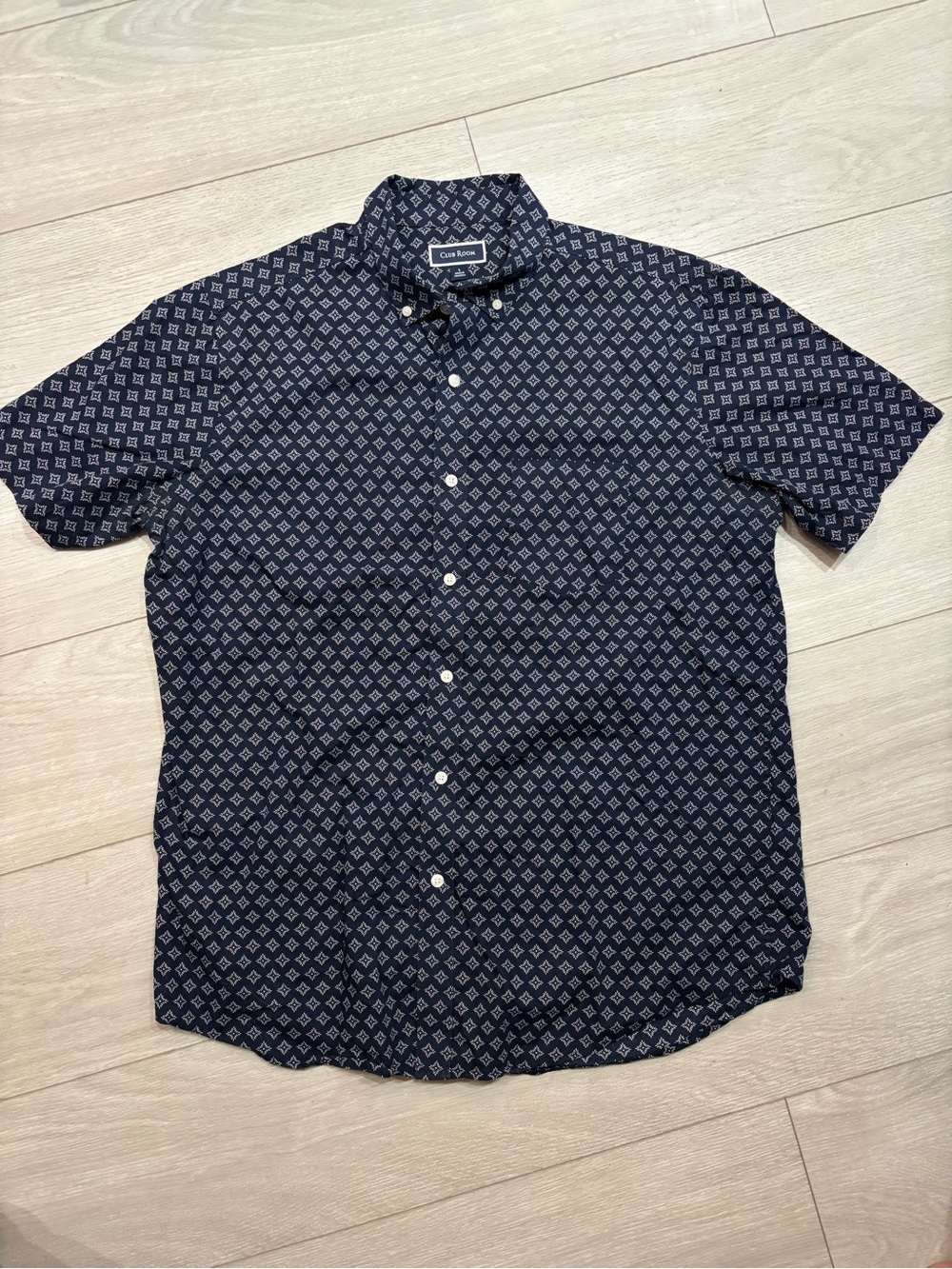 Club Room 100% Cotton Button‑Down Shirt – Navy Size M